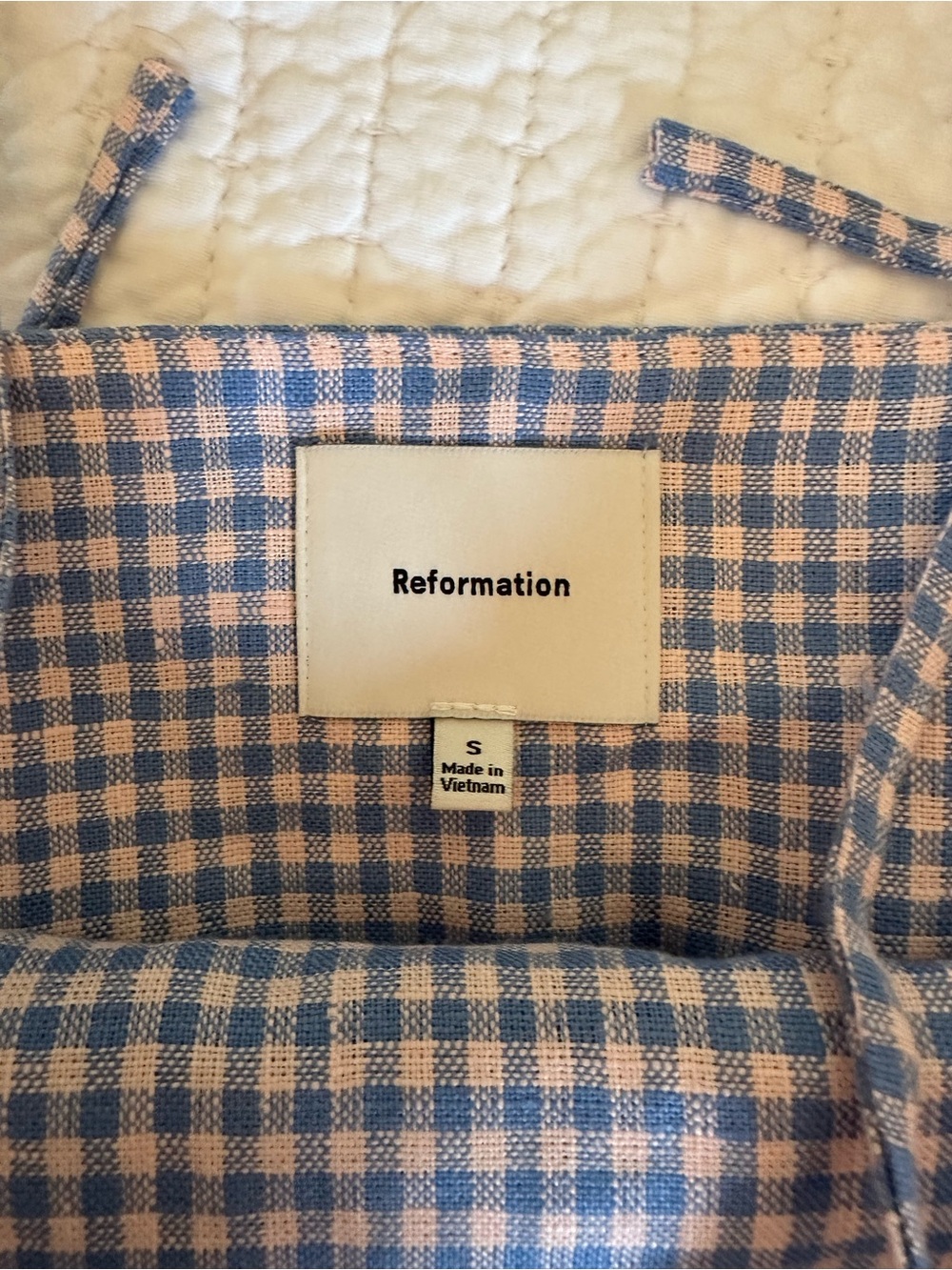 Reformation Blue and Pink Gingham Aubree dress - Picture 3 of 4
